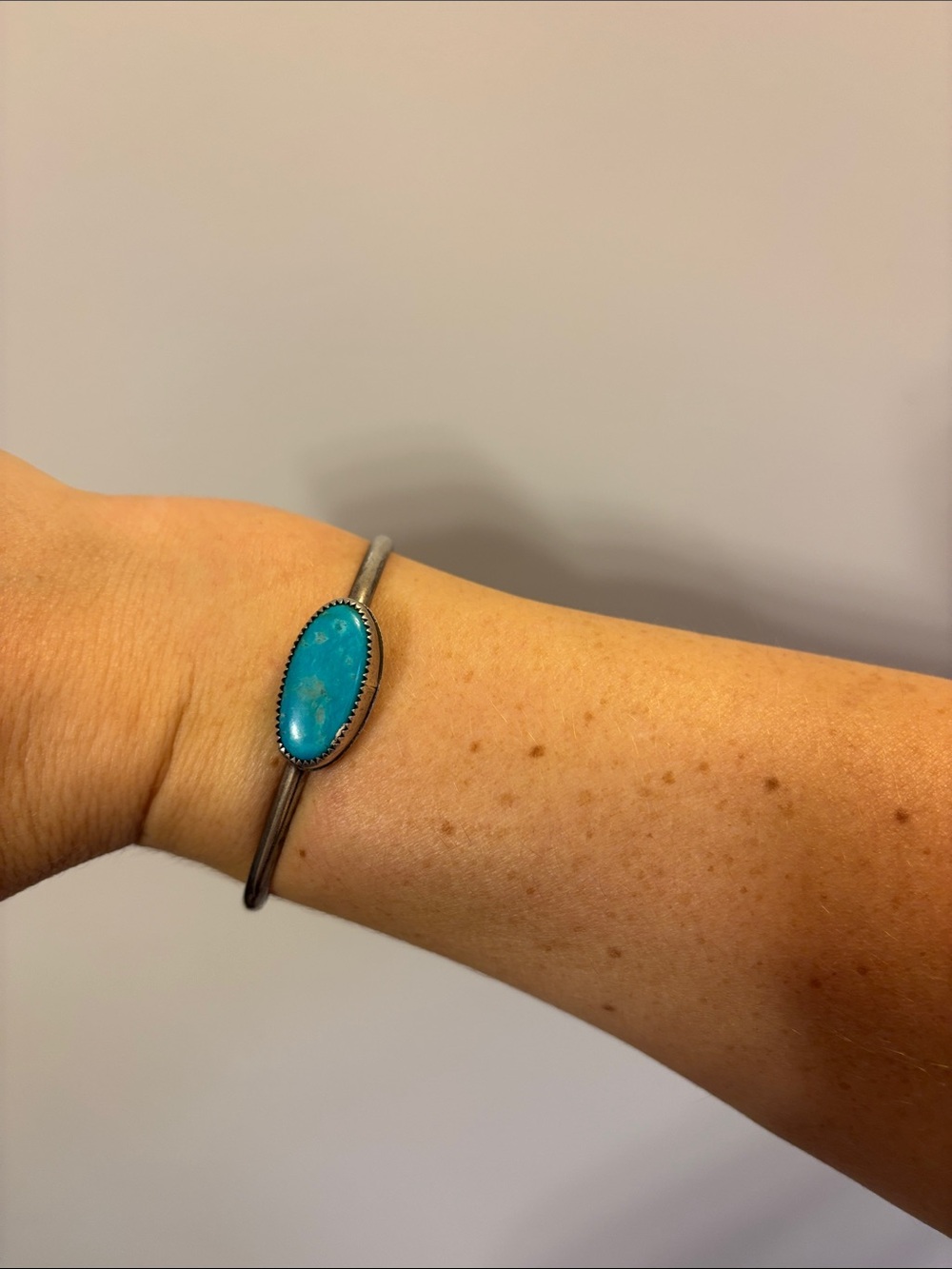 Turquoise Stone Silver Cuff Bracelet